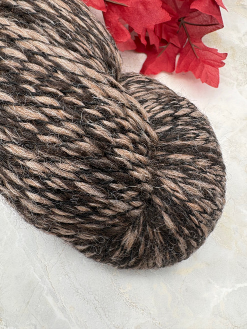 Natural Light & Dark Brown Peruvian Tweed Alpaca Undyed Yarn -Sport Weight-8 oz
