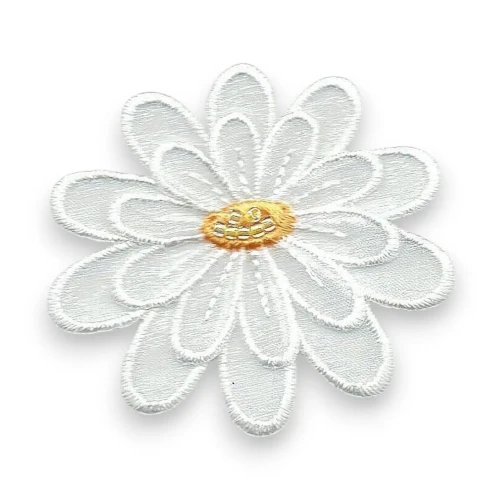 White Layered Flower Iron On Applique Embroidery Patch