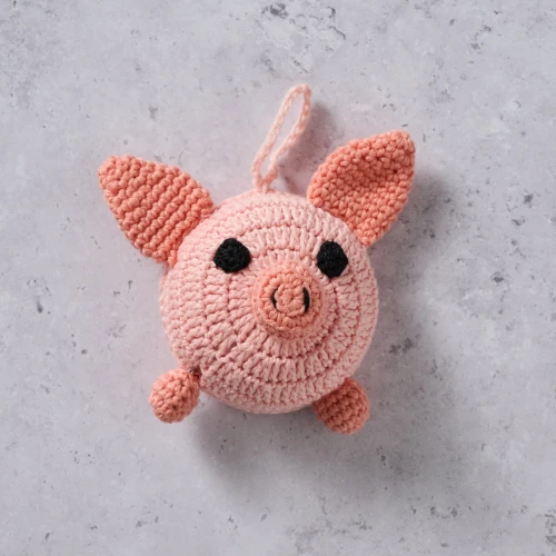 Crocheted Pig Handcrafted Tape Measure