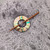 Round Inlaid Shell & Brass Shawl Pin Brooch