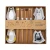 Cat‑themed gift set featuring four pairs of wooden chopsticks with colorful cat toppers and four ceramic cat‑shaped sauce dishes arranged in a kraft‑banded package.