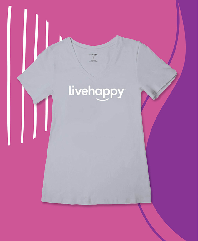 Flat lay of Live Happy Logo Women's Gray Shirt