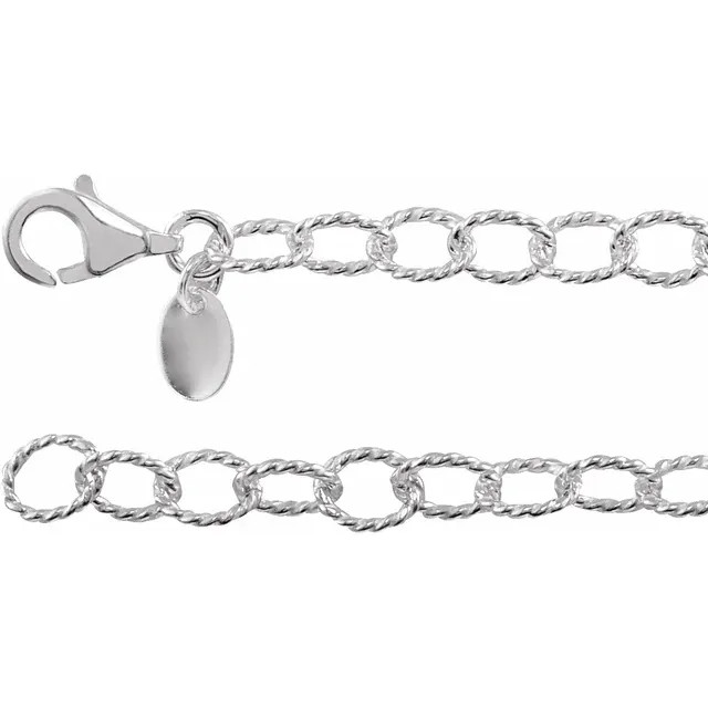 14K White Gold Textured Cable Chain for Permanent Jewelry