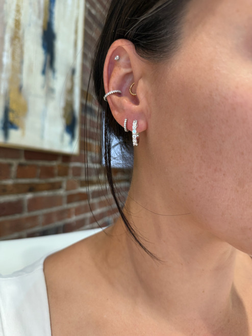 Shared Prong Diamond Hoops