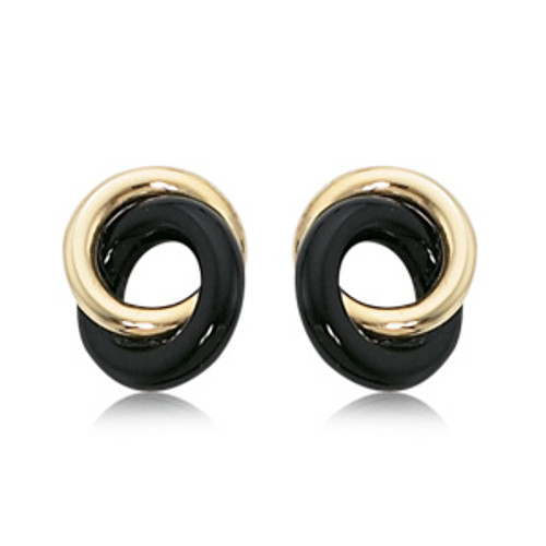 Black Onyx and Gold Stud Earring