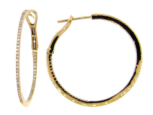 Inside-Out Skinny Diamond Hoops -Yellow Gold