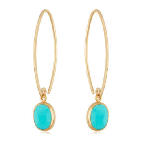 Bezel Set Turquoise Dangle Earrings