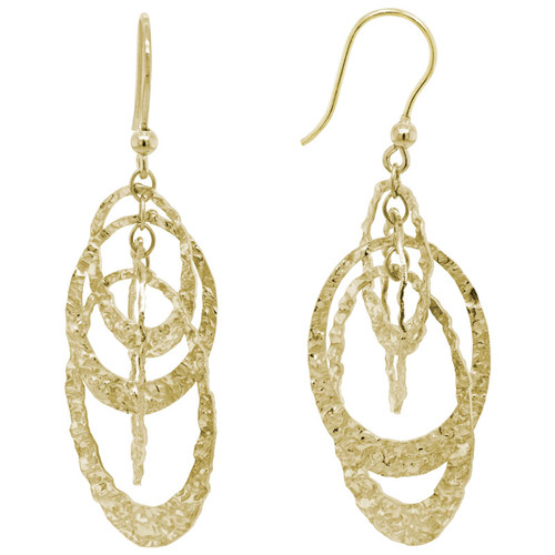 Yellow  Gold Plated Textured Oval Earrings