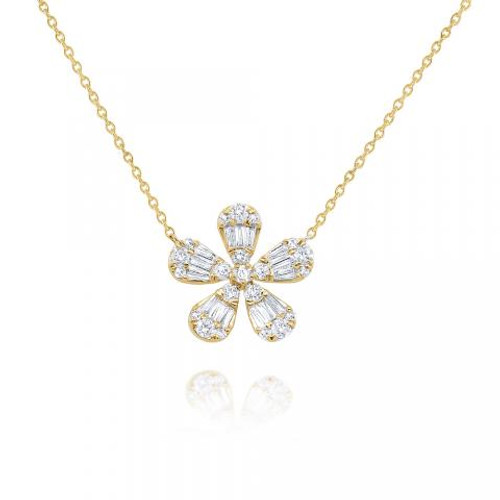 Diamond Flower Pendant - Yellow Gold