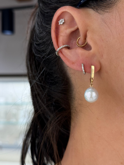 Pearl Dangle Hoop Earrings