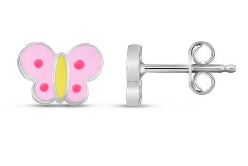 Children's Pink Butterfly Stud Earrings