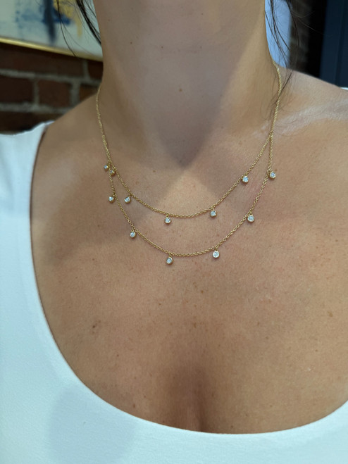 Two Layer Diamond Droplet Necklace