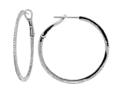 Inside-Out Skinny Diamond Hoops- White Gold