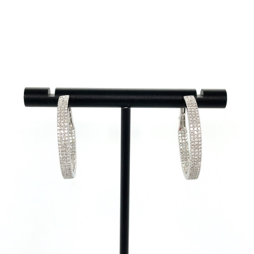 Triple Row Pave Diamond Hoops