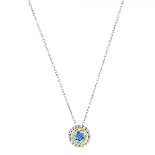 Blue Topaz Pendant with Yellow Gold Bezel