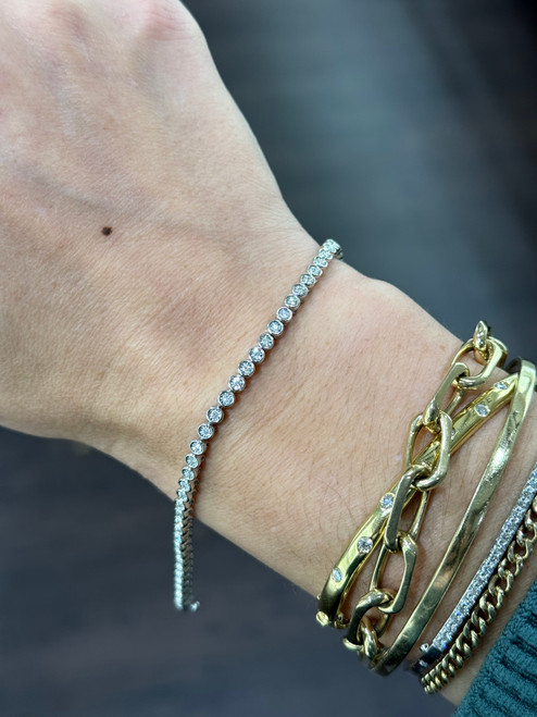 .50cttw Bezel Set Diamond Bracelet- White Gold