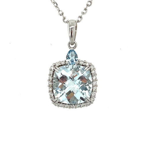 Cushion Shape Aquamarine Pendant