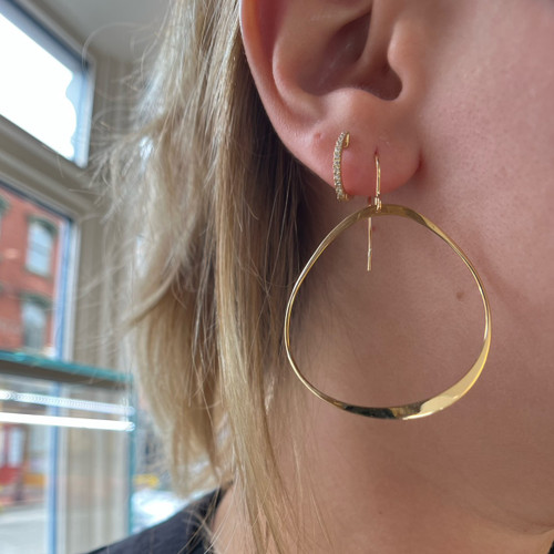 Round Abstract Dangle Earrings- Yellow Gold