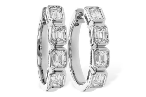 1cttw Emerald Cut Diamond Hoops