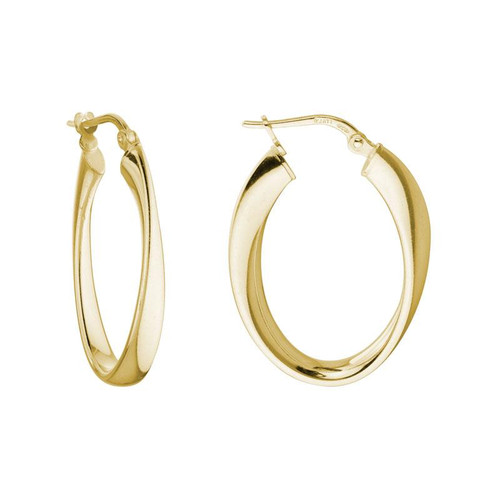 26mm Oval Twist Gold Plated Hoops