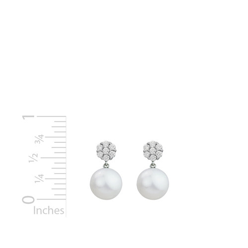 Pearl and Diamond Cluster Earrings