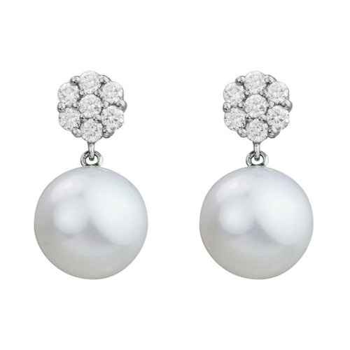 Pearl and Diamond Cluster Earrings