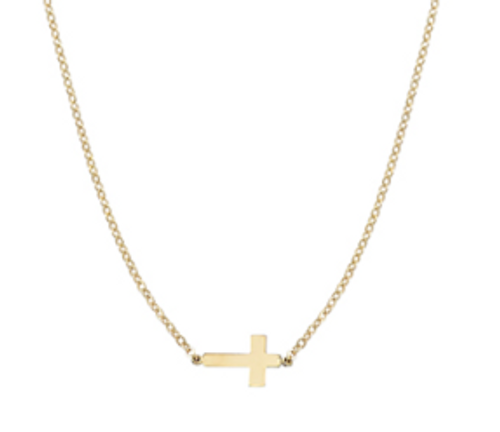 Sideways Cross Necklace- Gold