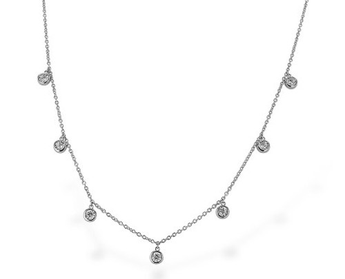 Illusion Set Droplet Necklace - White Gold