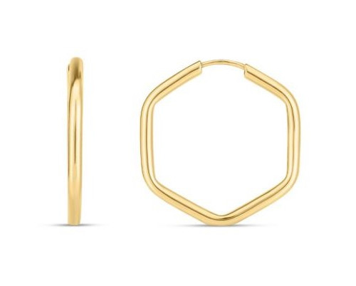 Hexagon Gold Hoops