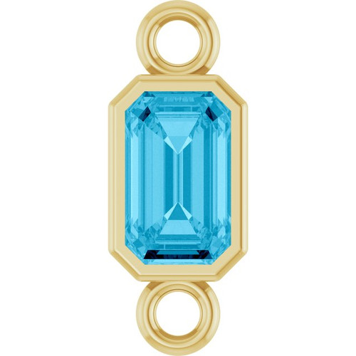 Emerald Shape Connector Charm for Permanent Jewelry- Natural Aquamarine