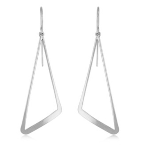 Flat Triangle Dangle Earrings - Sterling Silver