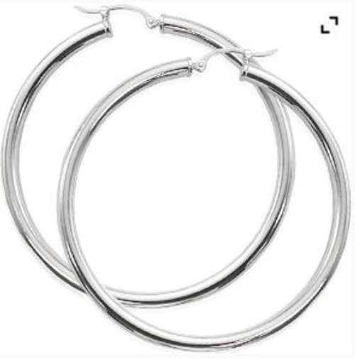 3x50mm Tube Hoop- Sterling Silver