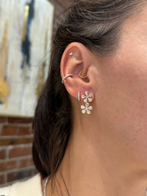 Double Diamond Flower Earrings