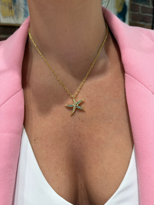 Amazonite Starfish Pendant