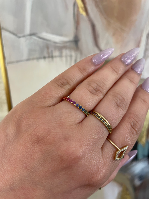 2mm Rainbow Sapphire Band 2mm Rainbow Sapphire Band