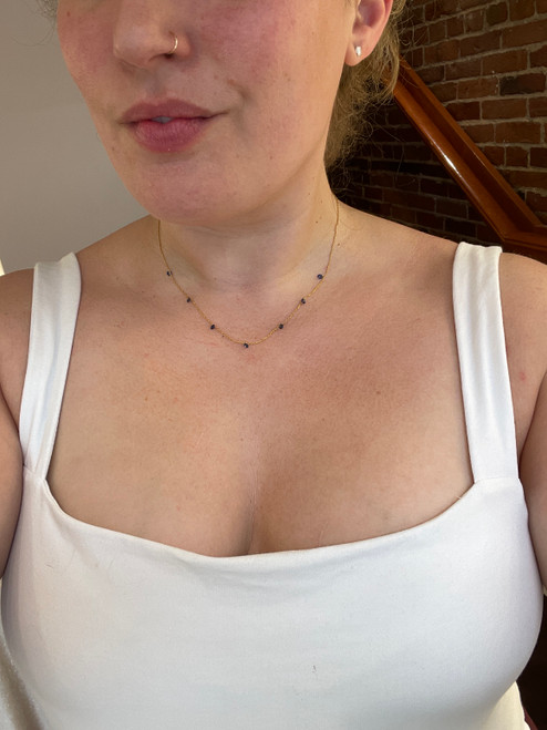 Blue Sapphire Droplet Necklace