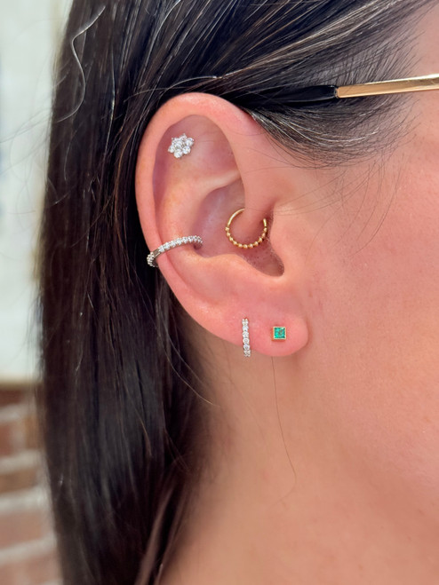 natural emerald earrings, emerald studs, bezel set emerald studs, yellow gold emerald studs, yellow gold emerald earrings, gold emerald earrings