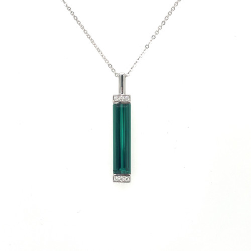 Green Tourmaline Elongated Pendant