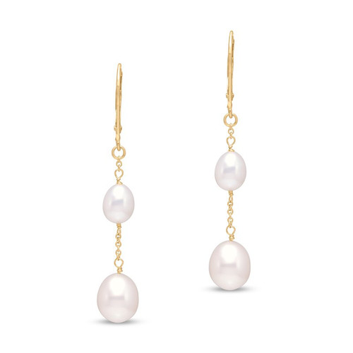 Double Pearl Drop Earrings