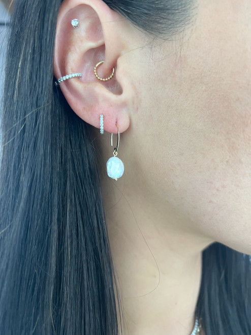 Coin Pearl Dangle Earrings