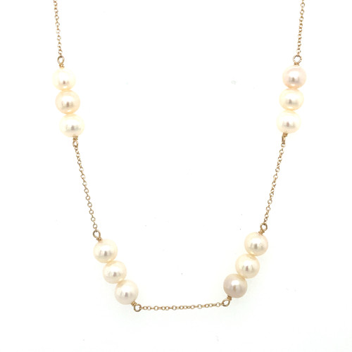 Triple Pearl Station Necklace