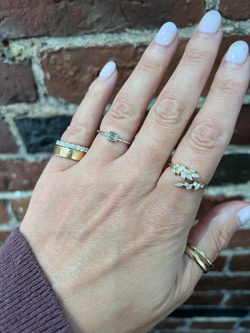 East-to-West Emerald Cut Ring