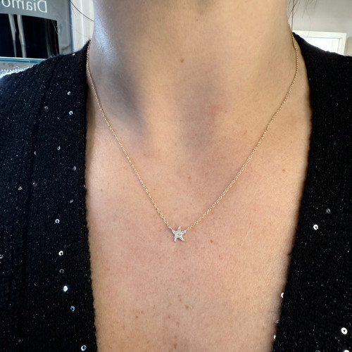 starfish necklace, starfish jewelry, starfish pendant, diamond starfish jewelry, diamond starfish necklace