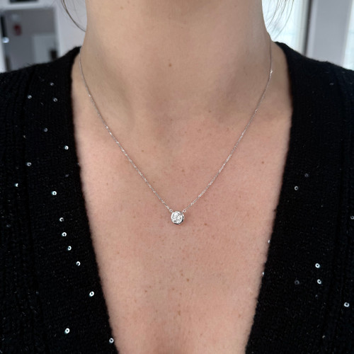 bezel set diamond necklace, bezel diamond solitaire, bezel diamond necklace