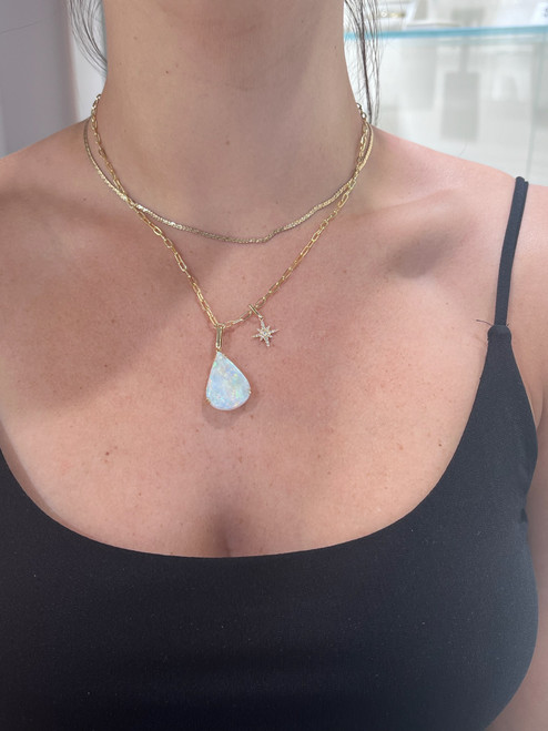 opal necklace, north star necklace, opal and diamond necklace