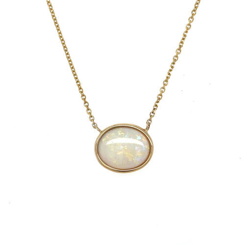 opal necklace, opal pendant, yellow gold opal necklace, opal jewelry