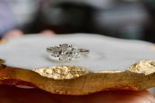 Oval Diamond Three-Stone Engagement Ring