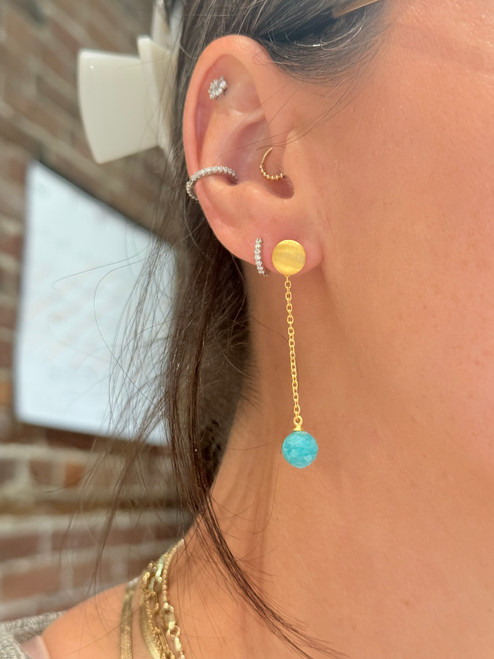 Amazonite Moon Dangle Earrings