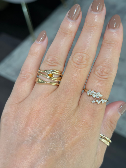 citrine ring, gemstone ring, negative space ring