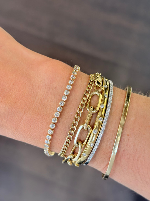 bezel set tennis bracelet, diamond tennis bracelet, bezel set diamond tennis bracelet, yellow gold tennis bracelet, yellow gold diamond tennis bracelet